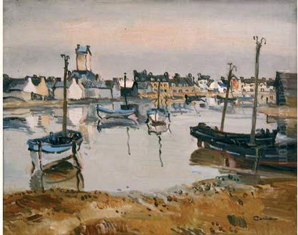  Fond De Petit Port En Bretagne  Oil Painting by Edmond Ceria