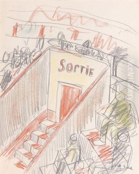 Au Thetre Oil Painting by Auguste Chabaud