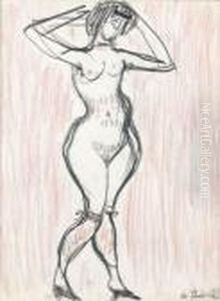 Femme Levant Les Bras Oil Painting by Auguste Chabaud