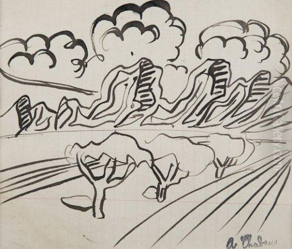 Le Champ D'oliviers Oil Painting by Auguste Chabaud