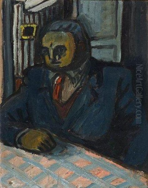 Portrait A La Nappe Oil Painting by Auguste Chabaud