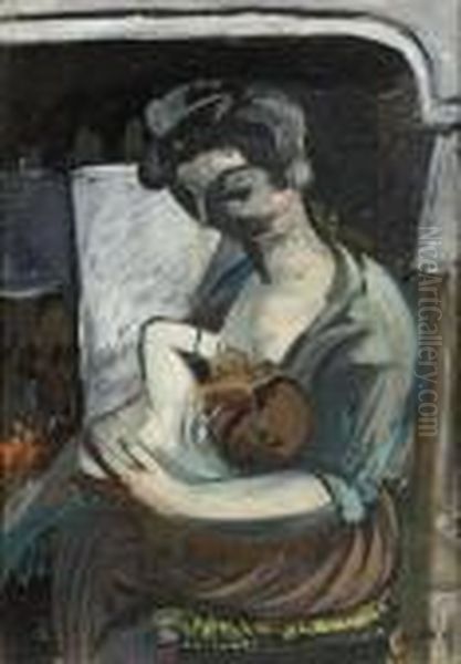 Maternite Oil Painting by Auguste Chabaud