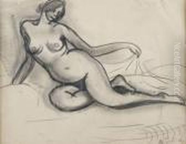 Nu Sur Le Sofa. Oil Painting by Auguste Chabaud