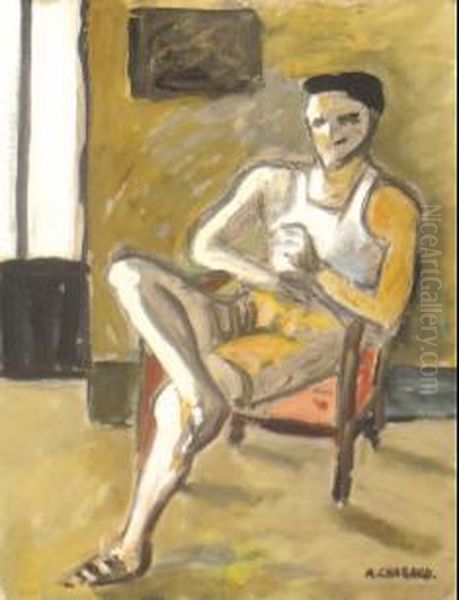 Homme Assis Dans Un Interieur Oil Painting by Auguste Chabaud