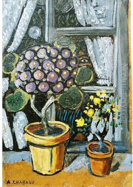 Fleurs Sur La Fenetre Oil Painting by Auguste Chabaud