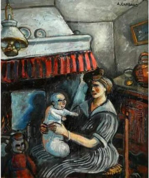 La Mere Au Foyer. Oil Painting by Auguste Chabaud