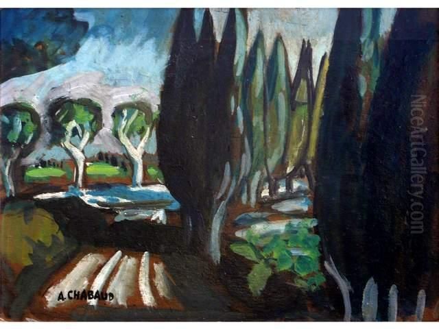 Cypres A Graveson Oil Painting by Auguste Chabaud