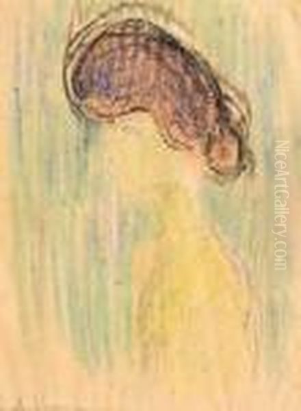 Portrait De Femme De Profil, Vers 1907 Oil Painting by Auguste Chabaud