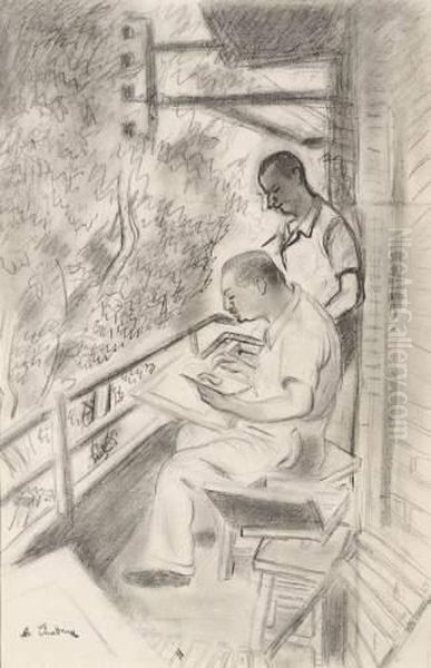 La Lecon De Dessin. Oil Painting by Auguste Chabaud