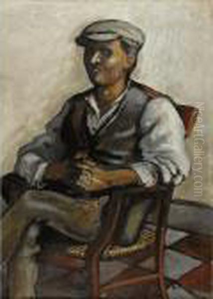 Jeune Paysan Les Mains Croisees Oil Painting by Auguste Chabaud