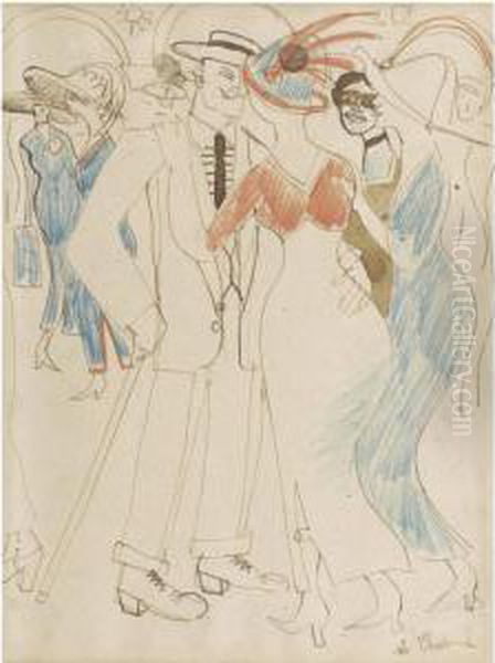 Elegantes Au Bal Masque Oil Painting by Auguste Chabaud