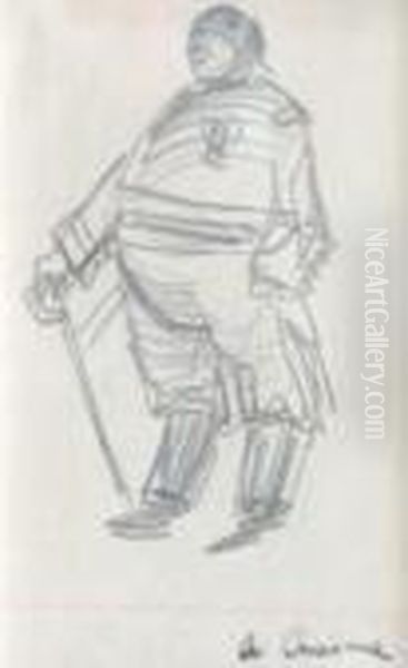 Militaire Obese Oil Painting by Auguste Chabaud