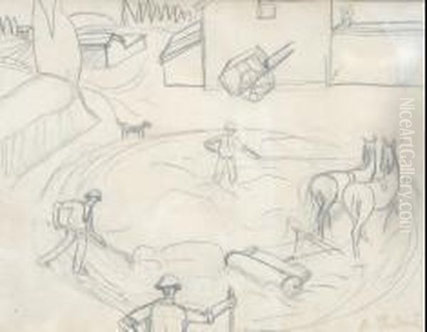 Battage Du Ble Oil Painting by Auguste Chabaud