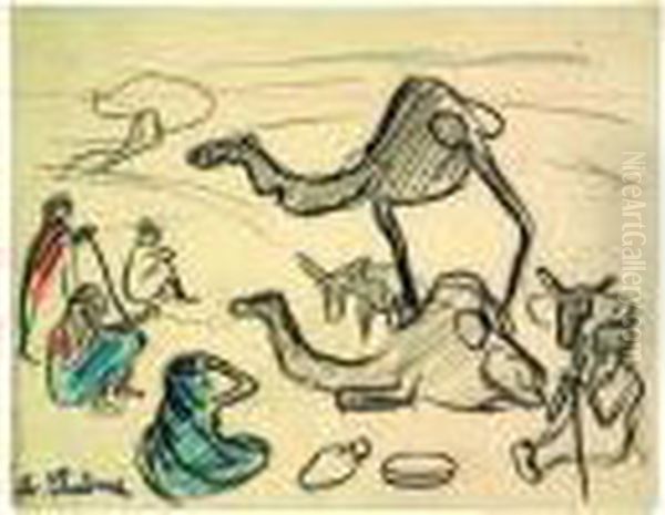 L'oasis Oil Painting by Auguste Chabaud