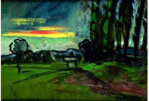 Le Pre Au Soleil Couchant Oil Painting by Auguste Chabaud