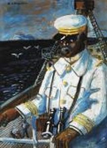 Le Commandant Sur Passerelle