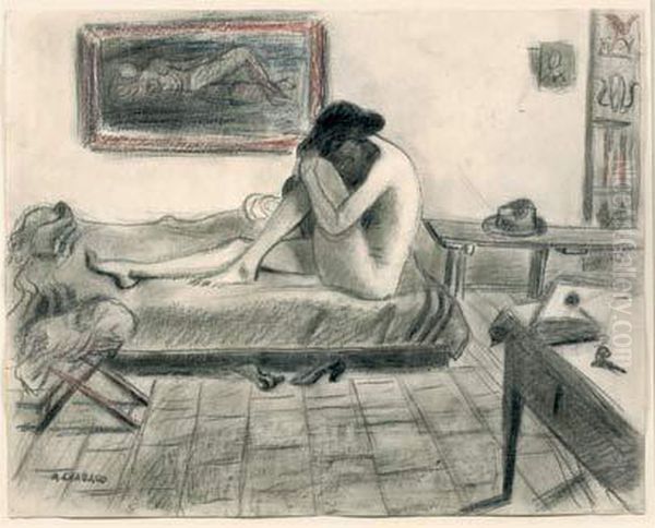 Jeune Femme Denudee Dans Un Interieur Oil Painting by Auguste Chabaud