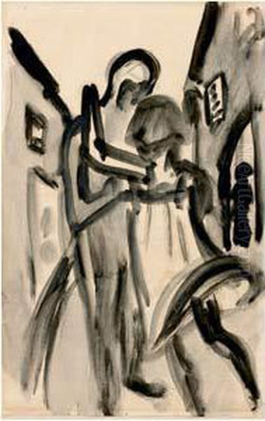 Couple Dans La Rue Oil Painting by Auguste Chabaud