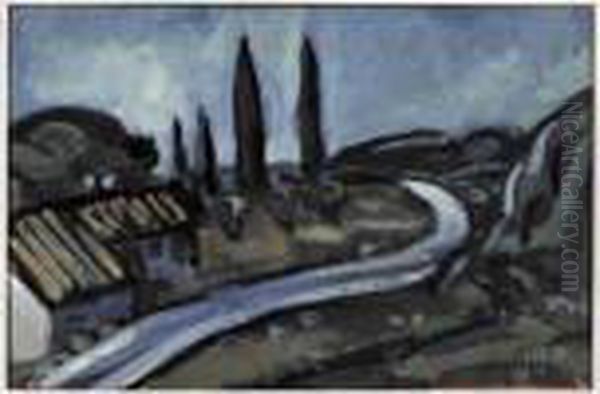 Paysage Aux Cypres Oil Painting by Auguste Chabaud