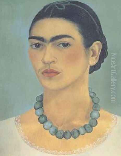 Self Portrait With Necklace Oil Painting by Frida Kahlo
