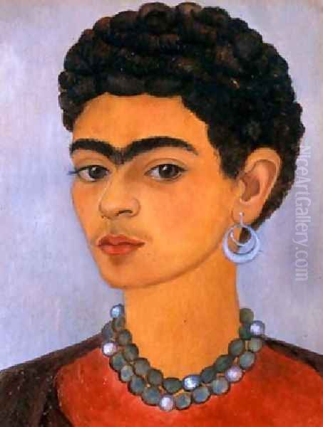 Self Portrait With Curly Hair Oil Painting by Frida Kahlo