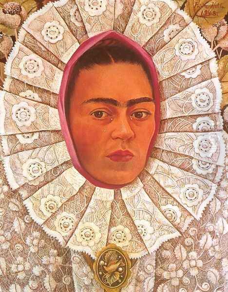 Self Portrait in Medaillon Oil Painting by Frida Kahlo