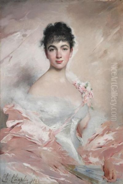 Femme En Rose Oil Painting by Charles Josua Chaplin