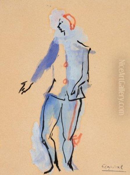 L'homme En Bleu Oil Painting by Youla, Jules Chapoval