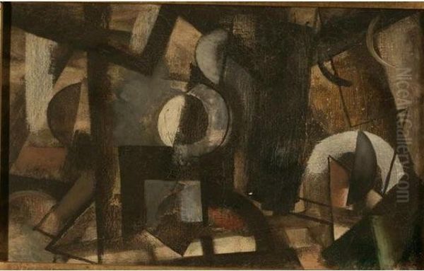 Composition Cubiste Oil Painting by Youla, Jules Chapoval