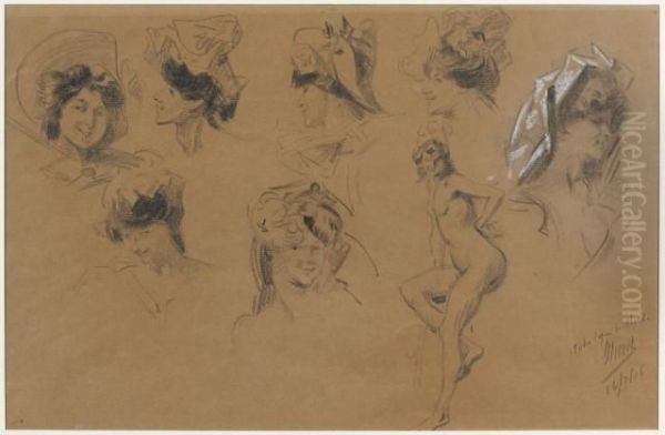 Etude Du Femmes Oil Painting by Jules Cheret
