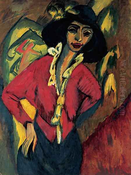 Gerda, Half-Length Portrait Oil Painting by Ernst Ludwig Kirchner