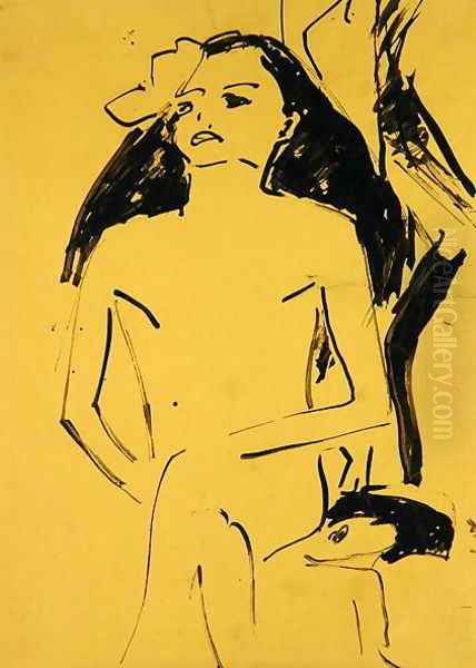 Marzella with her Hair down by Ernst Ludwig Kirchner