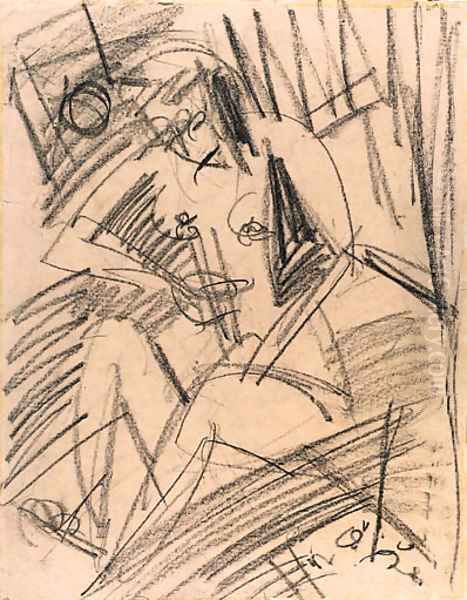 Sich waschendes nacktes Mdchen Oil Painting by Ernst Ludwig Kirchner