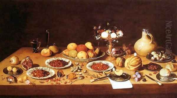 Still-Life on a Table with Fruit and Flowers Oil Painting by Jan van Kessel