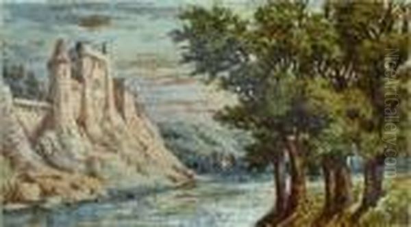 Bord De Riviere Oil Painting by Eugene Ciceri