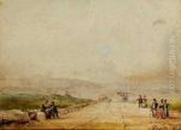 Sudlandische Landschaft
Mit Spaziergangern Oil Painting by Ciceri, Eugene
