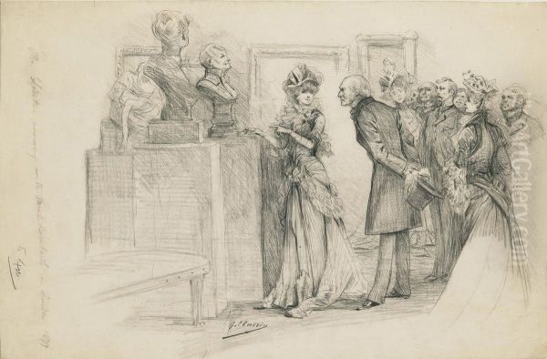 Mr Gladstone Visitant 
L'exposition Des Sculptures De Sarah Alondres En 1879 Et Discutant Avec 
Elle Oil Painting by Georges Jules Victor Clairin