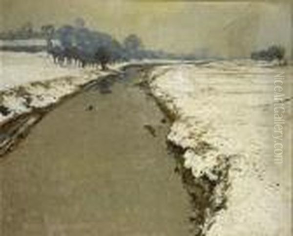 Winterliche Landschaft Bei Wittlaer Oil Painting by Maximilian Clarenbach