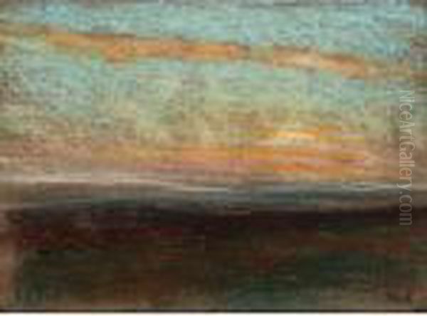 Sunset Oil Painting by George Clausen