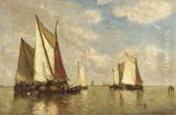 Shipping On A Calm Oil Painting by Paul-Jean Clays