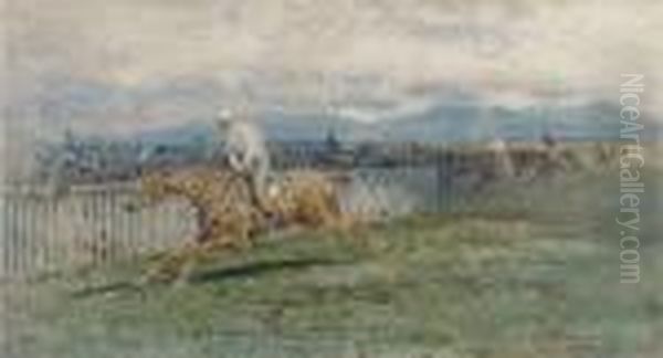 Horse Racing On The Outskirts Of Rome Oil Painting by Enrico Coleman