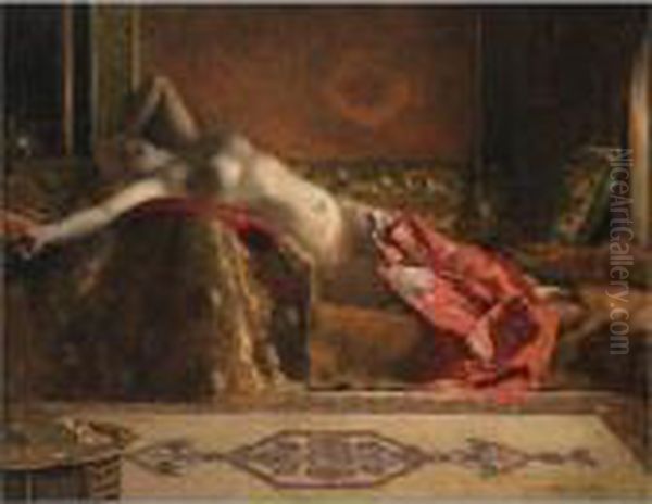 Reclining Odalisque Oil Painting by Benjamin Jean Joseph Constant