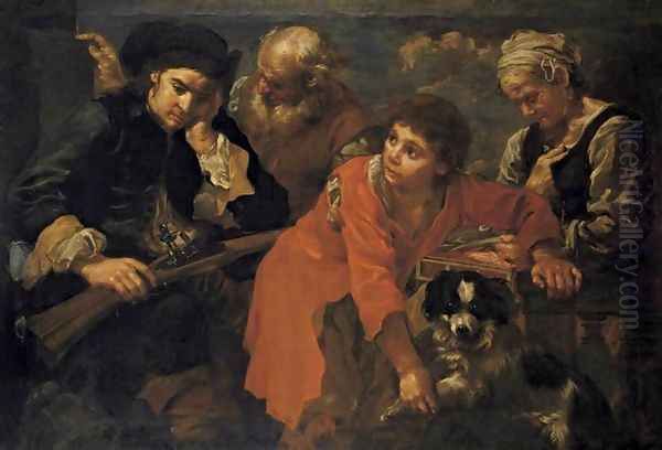 Return from the Hunt Oil Painting by Bernhard Keil
