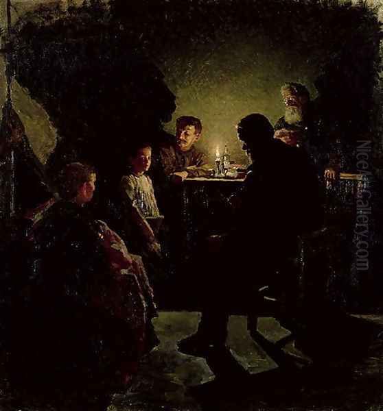 The Workers Family Oil Painting by Nikolaj Alekseevich Kasatkin
