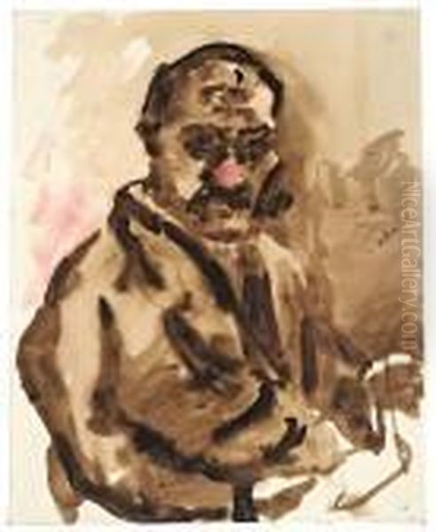 Selbstportrait En Face Oil Painting by Lovis (Franz Heinrich Louis) Corinth
