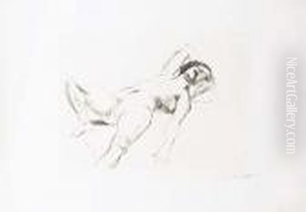 Femme Nue Allongee Oil Painting by Lovis (Franz Heinrich Louis) Corinth