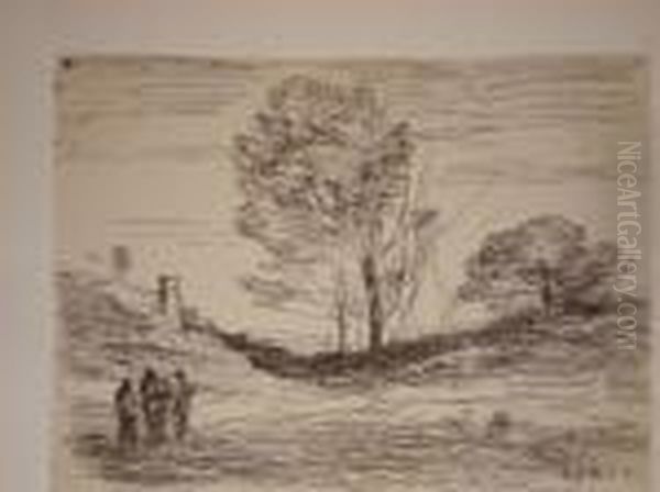 Souvenir D'eza Oil Painting by Jean-Baptiste-Camille Corot