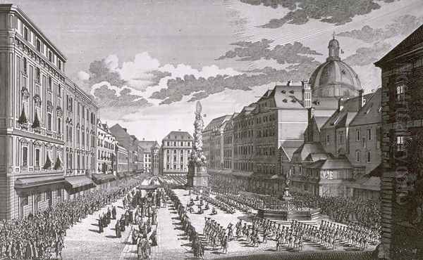 View of a procession in the Graben Oil Painting by Salomon Kleiner