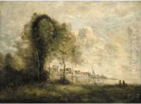 Souvenir De La Spezzia (effet Du Matin) Oil Painting by Jean-Baptiste-Camille Corot