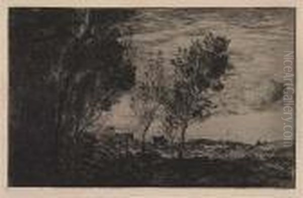Dans Les Dunes, Souvenir Du Bois De La Haye Oil Painting by Jean-Baptiste-Camille Corot